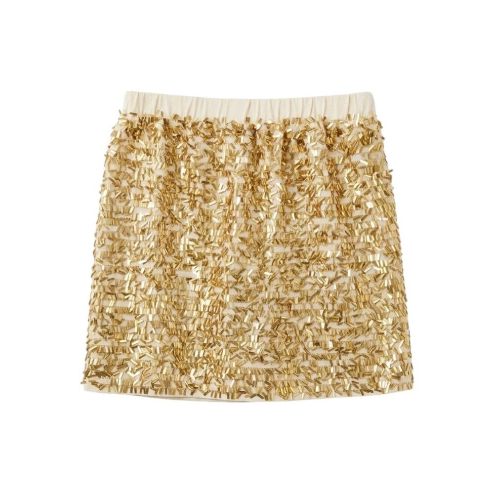 Crewcuts Kids Gold Cream Sequin Cotton Skirt Some Sparkly Shiney Girls Size 8
